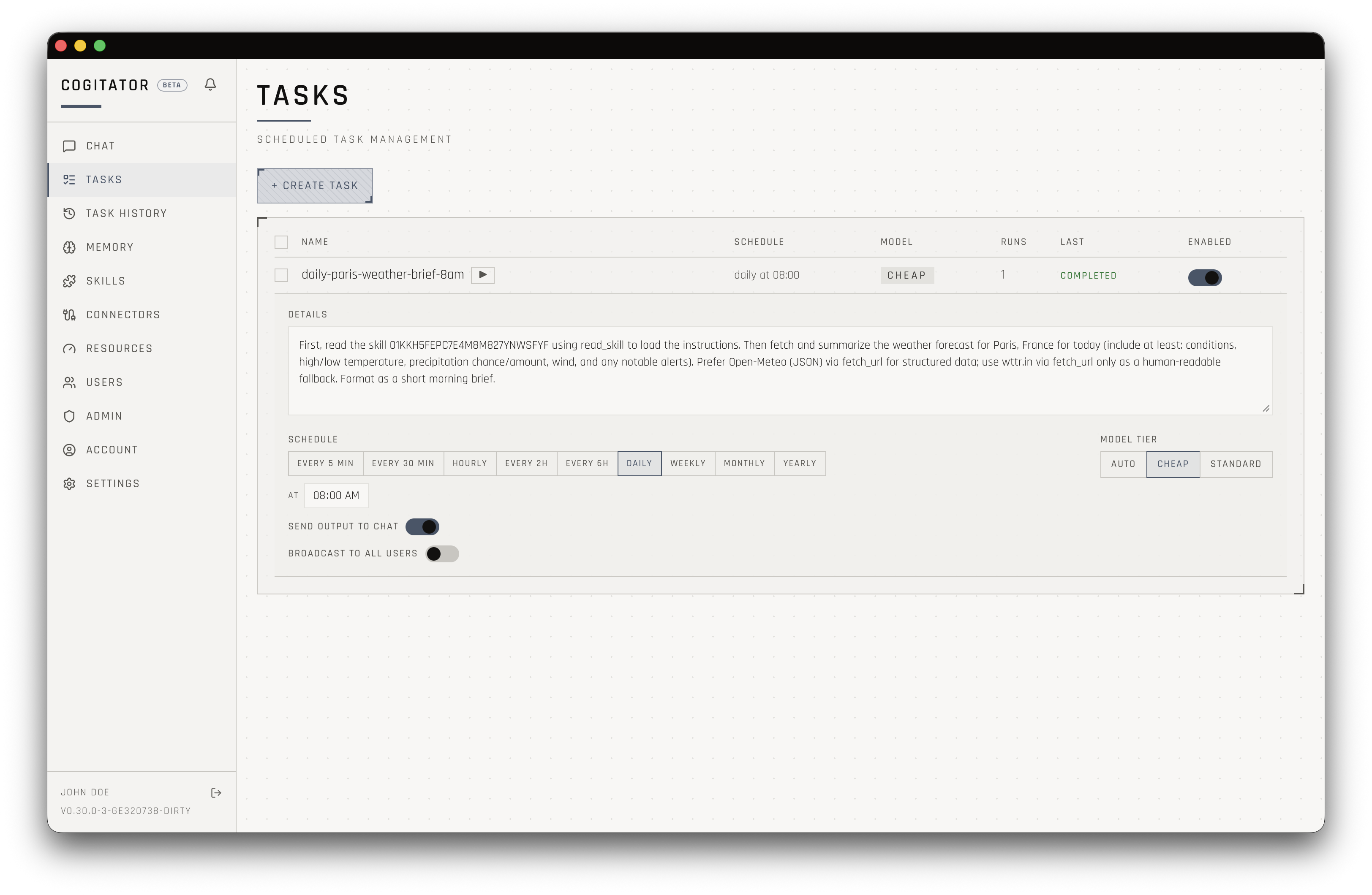 Scheduled tasks screenshot